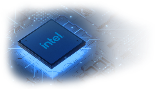 Artist's rendering of an Intel® branded CPU.